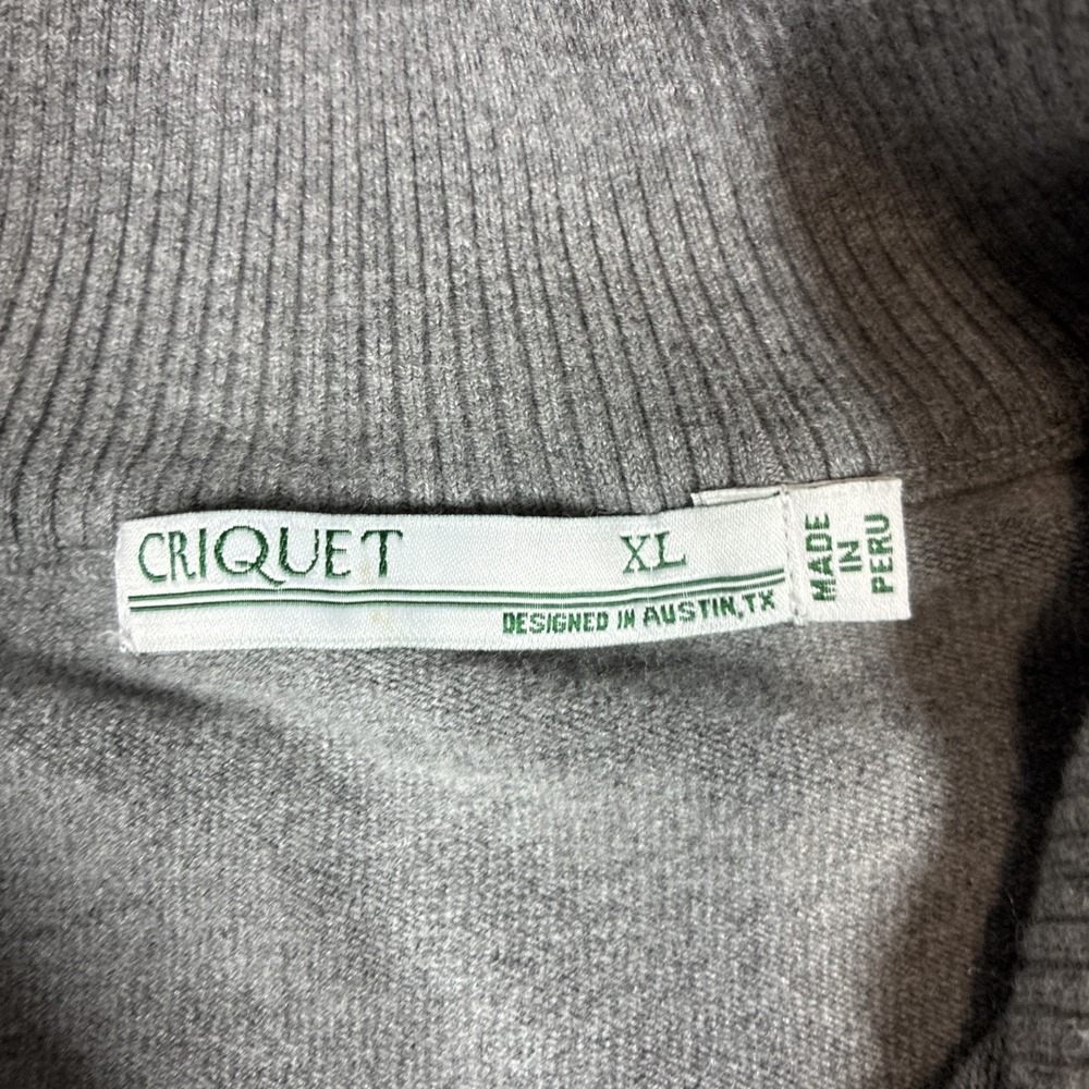 Criquet 1/4 Zip Pullover Men‎ XL Gray Cotton Made In Peru Preppy Golf Heavy Soft - Picture 8 of 15